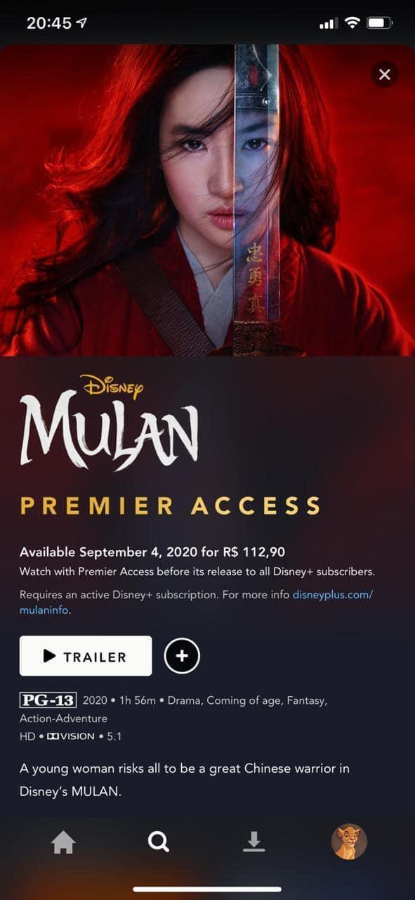 Mulan | Disney Plus mostra preço do aluguel convertido, R$112 reais 6 mulan 1